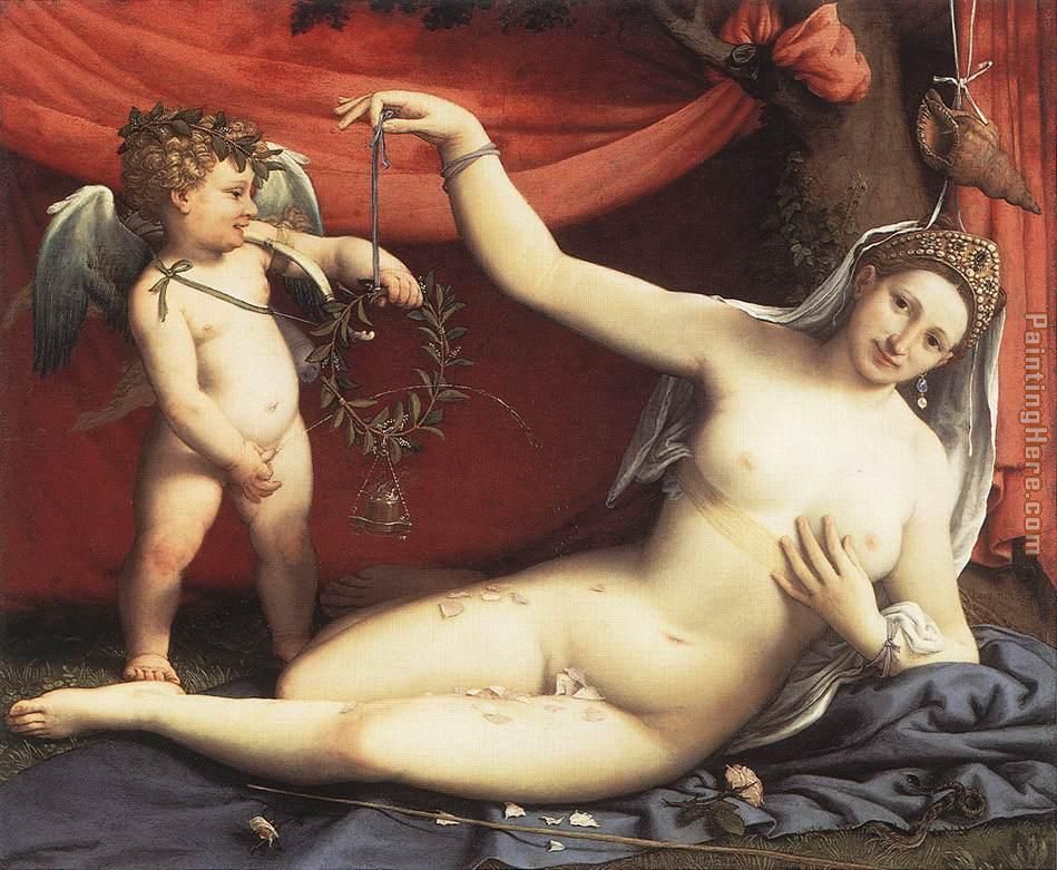 Venus and Cupid painting - Lorenzo Lotto Venus and Cupid art painting